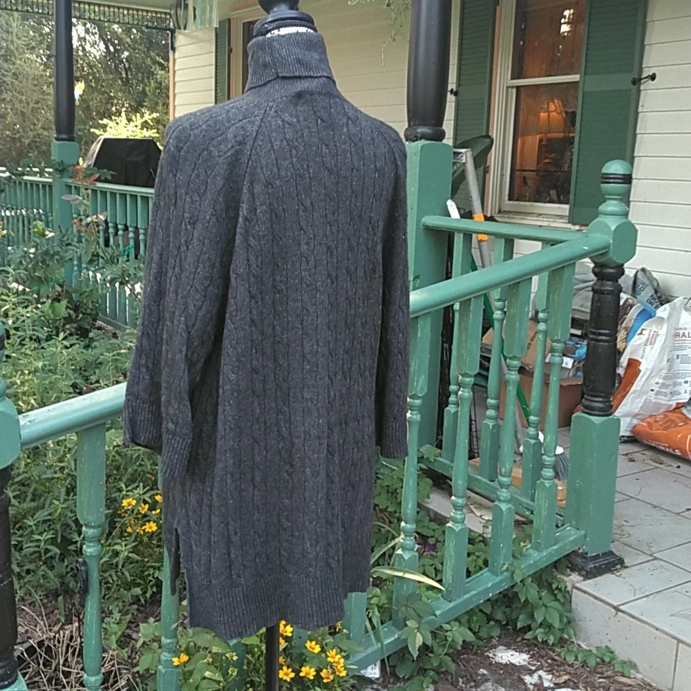 Womens Lauren by Ralph Lauren charcoal knit turtleneck sweater, 3/4 sleeve, NWOT - Picture 2 of 4